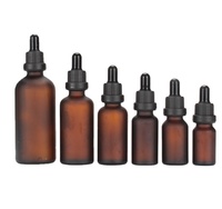 Zeefdruk 50Ml Matte Bruin Glas Etherische Olie Fles Met Plastic Holle Cap En Rubberen Hoofd