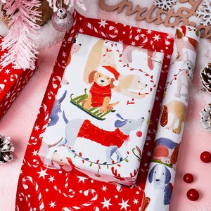 Christmas Dogs Gift Wrapping Paper Double-Sided Art Paper <b>Roll</b> Recyclable for Holiday Packaging - Product Image 1