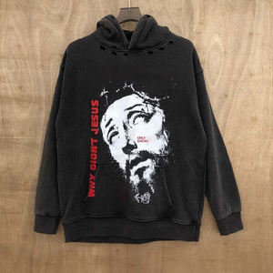 Tendance Top Qualité Saints Vanity Heavyweight 100% Coton À Capuche Imprimer Personnalisé Surdimensionné Larmes Streetwear pour Hommes Hoodies - Product Image 3