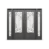 Portes d'entrée en fer forgé cintrées, portes extérieures en fer simples ou doubles pour église