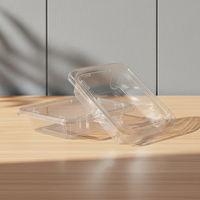 Boîte d'emballage alimentaire rectangulaire transparente en PET de qualité alimentaire avec couvercle rabattable pour vente en gros