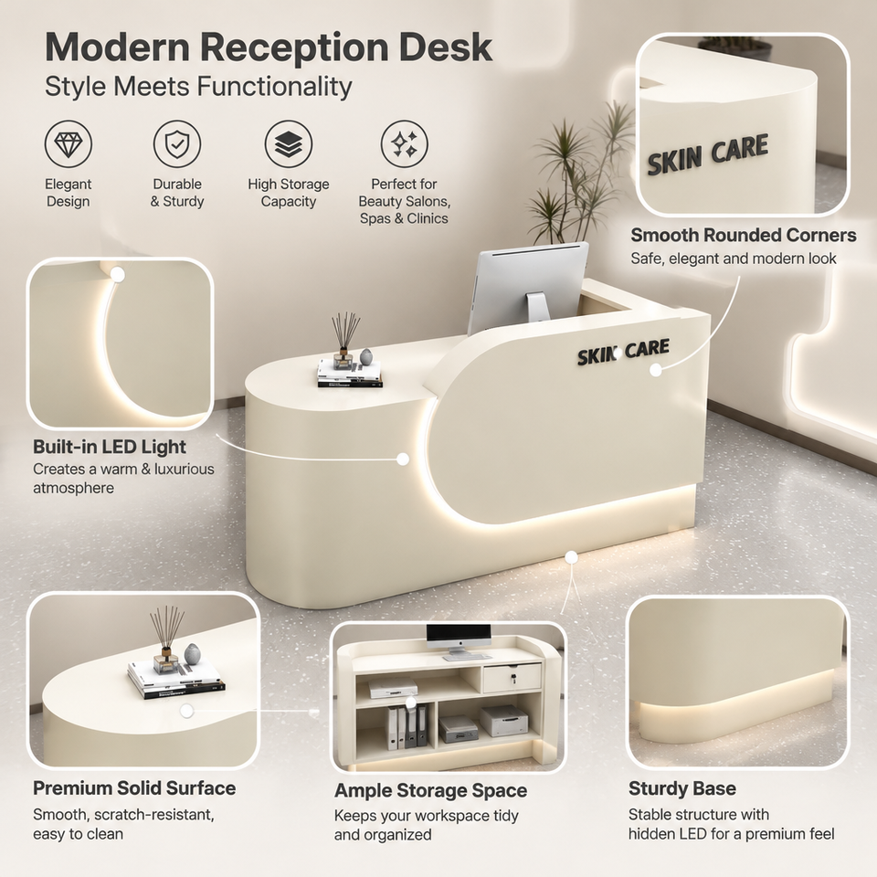 Simple Cream-Color MDF Multifunctional Commercial Reception Desk for ...