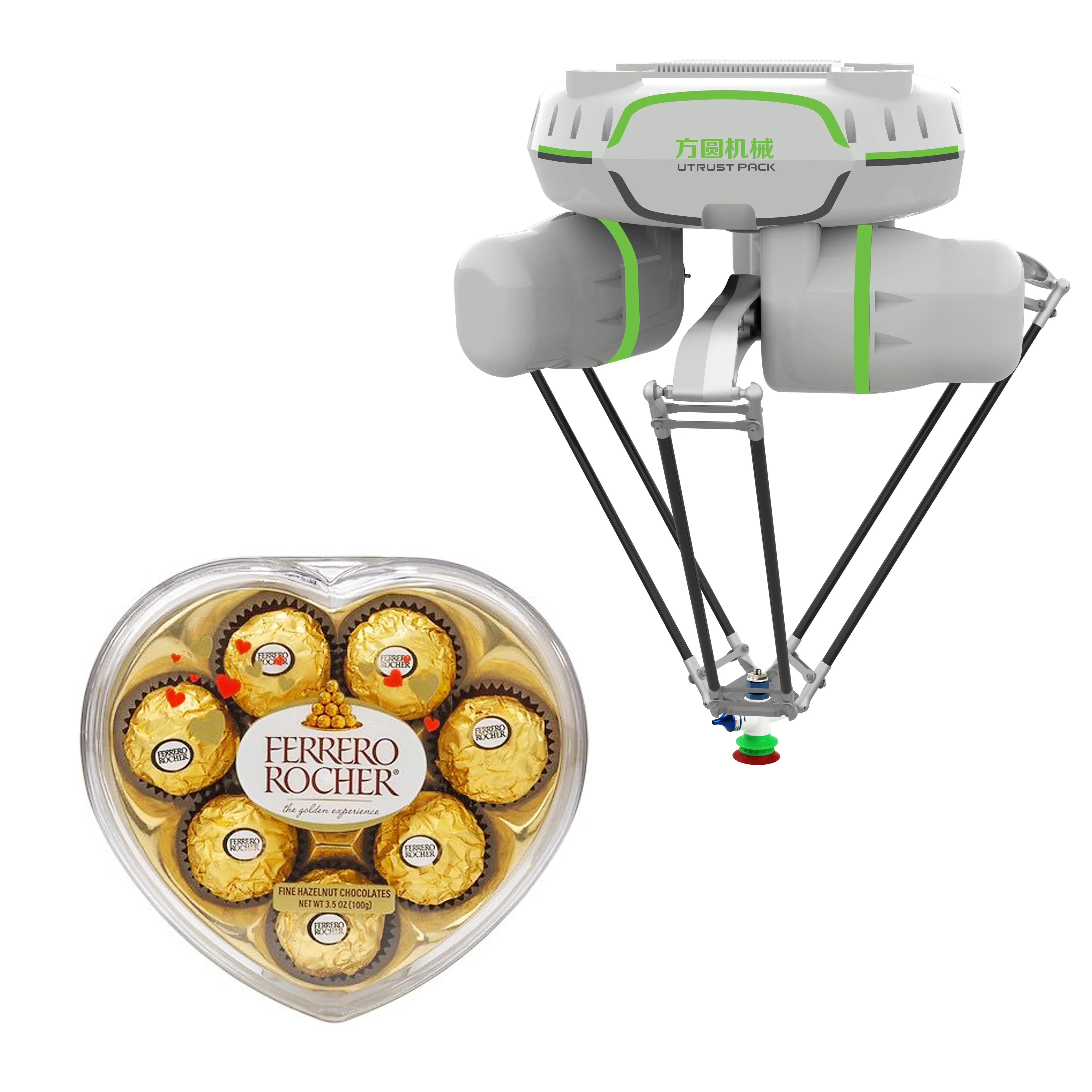 스파이더 로드 피킹 정렬 4 축 로봇 정렬 디저트 Ferrero Rocher 초콜릿 암 로봇 자동 프로그램 가능 델타 시스템
