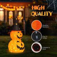 Lanterne citrouille LED pliable d'Halloween avec chapeau de sorcière pour décoration extérieure de jardin, cour et ambiance de fête