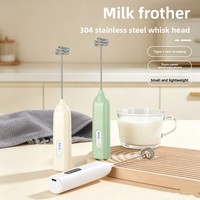 JLL7601 Mousseur à lait électrique portable rechargeable par USB en plastique, batteur à œufs multifonctionnel pour café et crème, fouet ménager