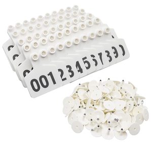 100个一袋塑料牛猪羊耳标标签白色动物方形奶牛耳标 - Product Image 1
