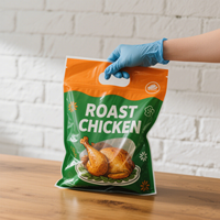Sac d'emballage personnalisé imprimé pour micro-ondes avec fermeture à glissière refermable pour épicerie fine Rôtisserie de poulet chaud Sac d'emballage pour poulet rôti frit entier