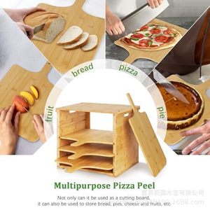Planche à pizza en bois de bambou naturel de 12 pouces avec trous pour accrocher, pour un rangement et un service faciles - Product Image 3