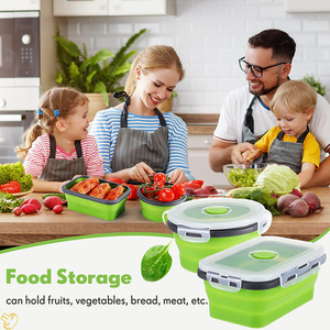 Vòng Và Hình Chữ Nhật Đóng Mở Thực Phẩm Lưu Trữ <span class=keywords><strong>Container</strong></span> Silicone Máy Rửa Chén Ăn Trưa <span class=keywords><strong>Container</strong></span> Với Kín Nắp Cho Lò Vi Sóng - Product Image 4