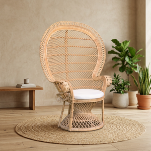 Monarchy Design Round <b>Sofa</b> Garden Chair Hotel Chair Made of Rattan <b>Cane</b> Frame and Rattan Core Weaving with Ornaments - Product Image 2