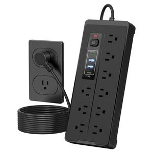 Prise multiple multifonctionnelle avec cordon <span class=keywords><strong>de</strong></span> 2 mètres, 9 prises électriques, 2 ports USB-A, 2 ports USB Type-C, spécifications américaines - Product Image 1