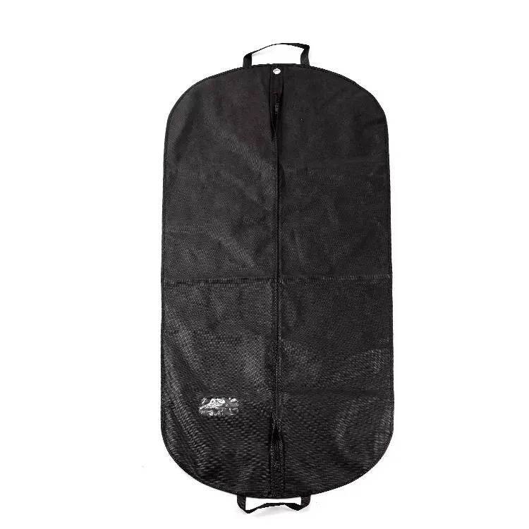 Custom logo foldable waterproof non woven garment bag suit cover with clear window