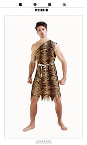 Disfraz de cavernícola de Halloween para adultos para mujeres/hombres, disfraz con estampado de leopardo, mono con cinturón/Tops y falda, Cosplay - Product Image 5