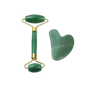 2021 Custom Logo eye massager roller Natural Green jade roller Beauty jade roller gua sha set For Face
