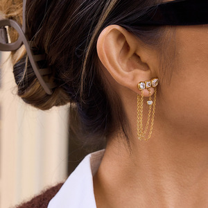 Pendientes de Araña con Borlas de Circones Blancos de Acero Inoxidable, Diseño Geométrico, Joyería para Fiestas - Product Image 2