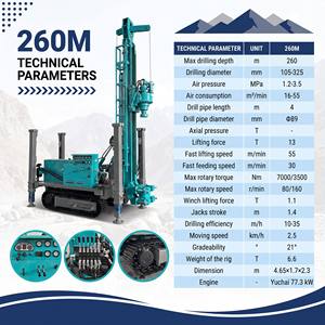 Foreuse de puits d'eau sur chenilles 260M avec moteur Yuchai 77,3KW pour projet d'appel d'offres gouvernemental au Congo, au Tchad et en Afrique centrale - Product Image 3