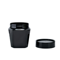 Pot en plastique noir rond de 500 ml (16 oz) pour gommage corporel, crème pour le visage, vide, avec couvercle noir