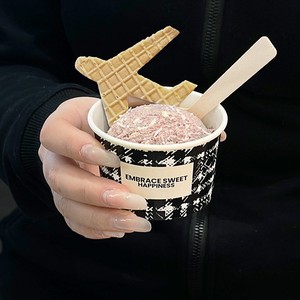 Vasos de papel desechables de pared simple de 3 oz de Xiamen para helado, sorbete, yogur helado y KakigoRi con tapa de cúpula - Product Image 1