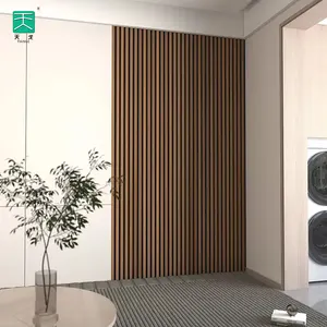 तियानगे ओक टिम्बर कलर इंटीरियर 3-साइड वेनीर स्लैट वॉल ध्वनिक लकड़ी पैनल प्राकृतिक ओक टिम्बर के साथ