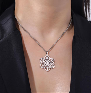 Collier Pendentif Yoga Inspire Coexist Fleur de Lotus Om Croix Étoile Lune <span class=keywords><strong>David</strong></span> Yin Yang pour Femmes et Hommes, Cadeau Spirituel Religieux - Product Image 3