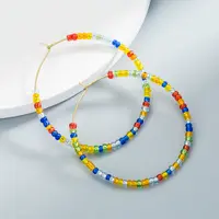 Nova Handmade Tipo C-Íris Geométrica Frisada Dangle Gota Brincos Declaração Bohemian Colorido Beads Círculo Brincos de Argola Rodada