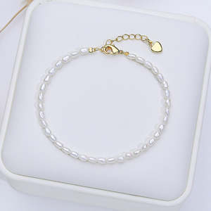 5-6mm Natural Freshwater Rice Shaped <b>Pearl</b> <b>Bracelet</b> <b>for</b> <b>Women</b> High-End Snowflake Design New Jewelry Wholesale - Product Image 1