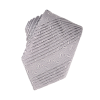 Cravate en soie grise tissée à la main avec motifs Paisley et strass en cristal, élégante pour mariage et affaires, cravate scintillante