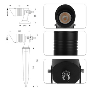 Projecteur <span class=keywords><strong>de</strong></span> jardin extérieur étanche IP65 <span class=keywords><strong>LED</strong></span> 3W 5 W 10W 15W RGB aluminium angle réglable pour piquet <span class=keywords><strong>de</strong></span> <span class=keywords><strong>sol</strong></span> - Product Image 6
