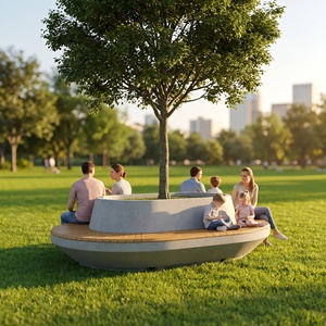 Banc de jardin extérieur rond, banc de patio, siège d'arbre, siège de rue, banc de place publique - Product Image 3
