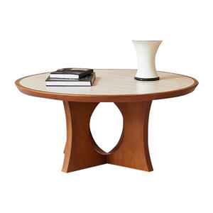 Mesa de Centro Redonda Scarpa de Madera Maciza, Estilo Retro, Muebles para Sala de Estar - Product Image 5