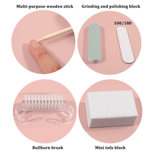 Kit de manucure 5 pièces avec lime à ongles, blocs de ponçage et polissage, brosse anti-poussière et éponge pour usage professionnel et domestique - Product Image 5