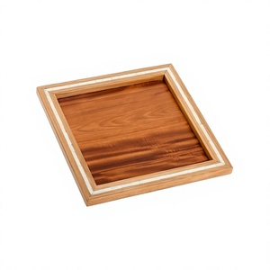 Plateau de service alimentaire en bois, design dernier cri, qualité supérieure, forme carrée, plateau de service pour desserts par Home Arts - Product Image 1