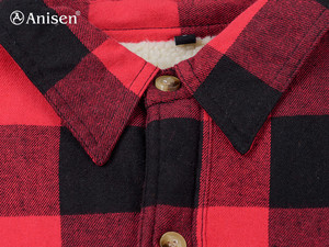 Hot Sale Warm Winter <strong>Mens</strong> Sherpa <strong>Fleece</strong> Lined Plaid <strong>Shirt</strong> Cheap Designer <strong>Men</strong> Long Sleeve Custom Flannel <strong>Shirts</strong> - Product Image 5