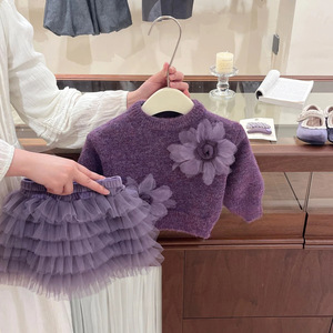 Tongxingyuan Girls Tutu Skirt Purple Layered Bowknot Cotton Childrens Dress Autumn Style - Product Image 4