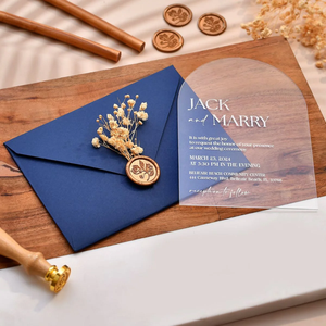 Conception personnalisée gratuite <span class=keywords><strong>carte</strong></span> d'invitation <span class=keywords><strong>de</strong></span> <span class=keywords><strong>mariage</strong></span> en acrylique transparente <span class=keywords><strong>de</strong></span> luxe avec impression UV avec enveloppe blanche et sceau <span class=keywords><strong>de</strong></span> cire - Product Image 4