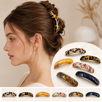 Nouvelle Barrette Française Large en Acétate Personnalisable avec Logo, Pince à Cheveux Plate à Ressort Effet Écaille de Tortue pour Femmes, Accessoires Capillaires en Gros