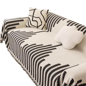 Memories Of Chenille <b>Sofa</b> <b>Cover</b> Rectangular Geometric Pattern Anti Pilling Soft Thick Home Use Raschel Blanket - Product Image 2