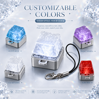 Porte-clés clavier mécanique personnalisé en fibre de carbone, capuchon de touche effet glace craquelée, fidget clicker, lumière LED optionnelle, support de clé, pendentif cadeau