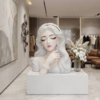Sculpture de buste de femme élégante en fibre de verre, art moderne, statue de personnage féminin pour spa, salon, boutique, hall d'hôtel