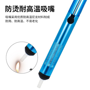 All Aluminum Desoldering <b>Pump</b> Blue Strong Suction Automatic Rebound Manual <b>Vacuum</b> Tool For Electronics Repair - Product Image 4