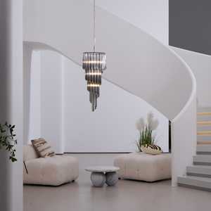 Lucente Noir Modern Spiral Chandelier Luz blanca cálida para uso en interiores en hoteles Villas Habitaciones - Product Image 2