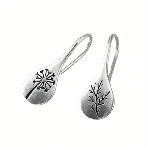 Orecchini Pendenti in Argento Tibetano da Donna, Vintage con Motivo Vegetale, in Lega Placcata Argento Anticato, Gioielli Pendenti alla Moda - Product Image 1