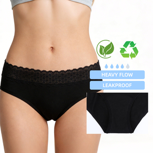 Factory Direct Cotton Hipster Period Panties Pocket Lace Design Leakproof <strong>High</strong> <strong>Waist</strong> <strong>Underwear</strong> For Sanitary <strong>Pad</strong> Use - Product Image 1