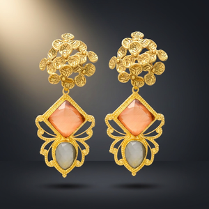 Boucles d'oreilles pendantes en laiton faites à la main, plaquées or, style ethnique bohème, pour fiançailles et soirées - Product Image 3