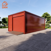 Garage préfabriqué moderne et portable en acier durable, à faible coût, de couleur rouge, en kit, type maison conteneur