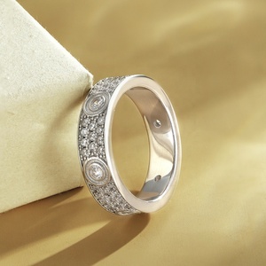 <span class=keywords><strong>Bague</strong></span> en argent sterling 925 de haute qualité avec moissanite, alliance pour femme, plaquée or, entièrement sertie de diamants, approvisionnement transfrontalier exquis - Product Image 6