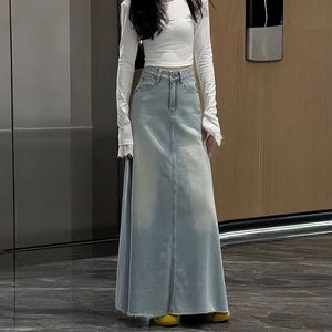 2025 American Europe Elegance with <strong>Artfully</strong> Crafted Light Blue Denim Maxi <strong>Skirt</strong> for Women High Quality Women's Jeans <strong>Skirt</strong> - Product Image 3