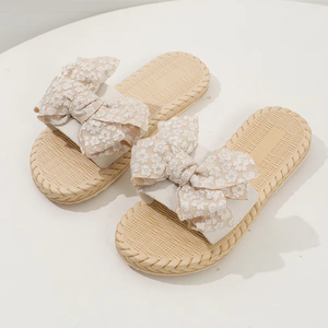 Women's Fashion Trend Lace Bow Slippers Non-Slip Wear-Resistant Comfortable Soft Sole Flat Heel <b>Sandals</b> - Product Image 6