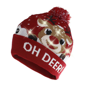 Giao hàng nhanh LED giáng sinh Beanie Hat LED <span class=keywords><strong>Light</strong></span> <span class=keywords><strong>up</strong></span> Xmas hat đan giáng sinh cap với 6 đèn - Product Image 3