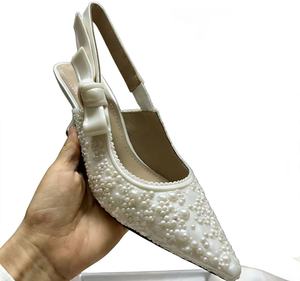 Luxurious <b>White</b> Pearl Bridal Shoesbrand Name High-<b>heeled</b> Womens Shoes - Product Image 1
